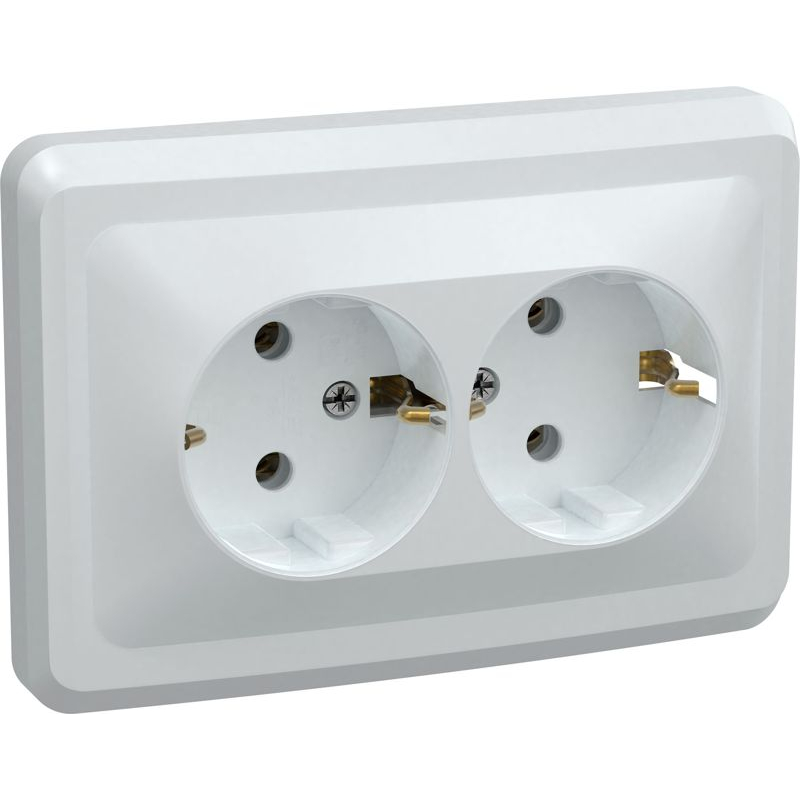 VEGA Розетка 2-местная с заземлением без защитных шторок 16А РС12-3-ВБ белый GENERICA