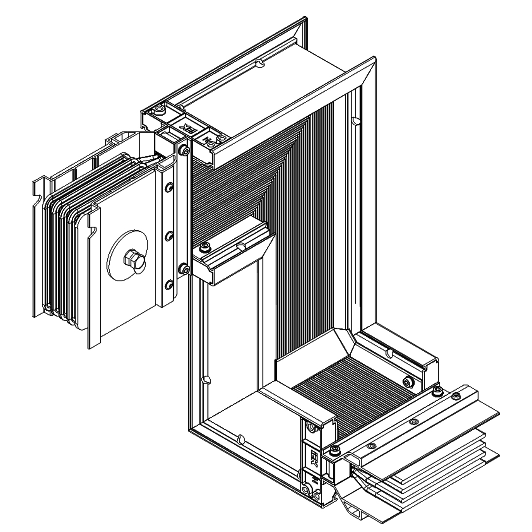 LINEBAR Секция Z-образная вниз влево 5000А Al 3L+N+PER IP55 транспортировочная IEK