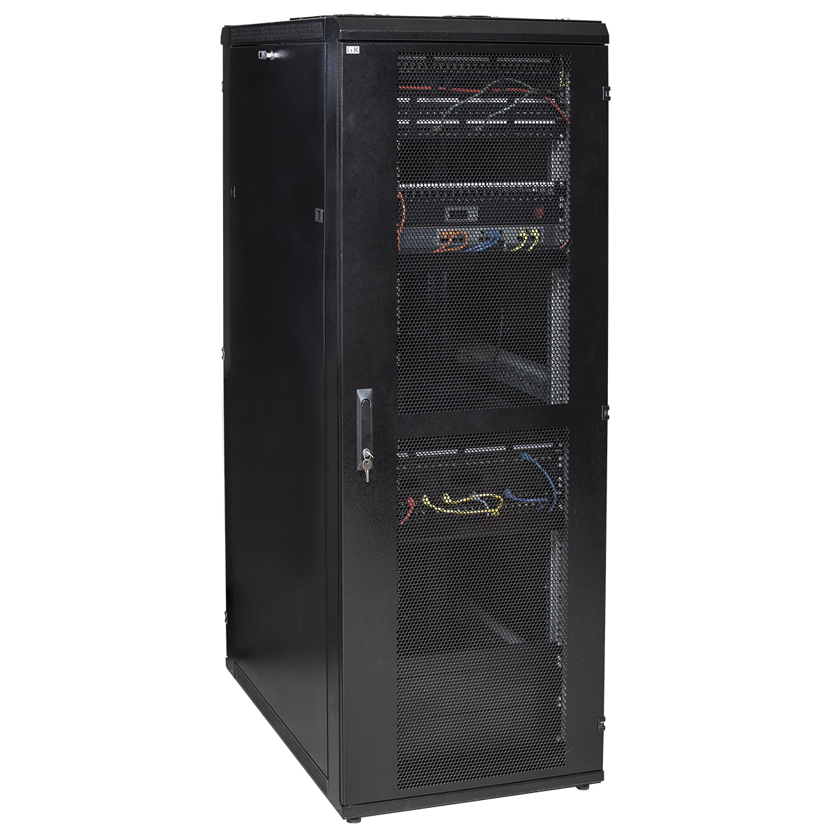 Шкаф серверный 19дюйм 24U 600х1000мм перф. передн. и задн. двери (боковые двери) черн. ITK LS05-24U61-PP-3