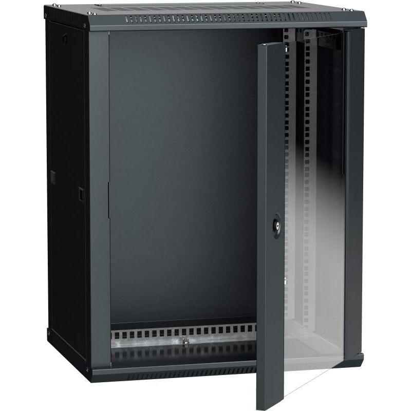Шкаф 19 дюйм LINEA W 12U 600х450мм настенный стеклянная  дверь RAL9005 ITK LWR5-12U64-GF