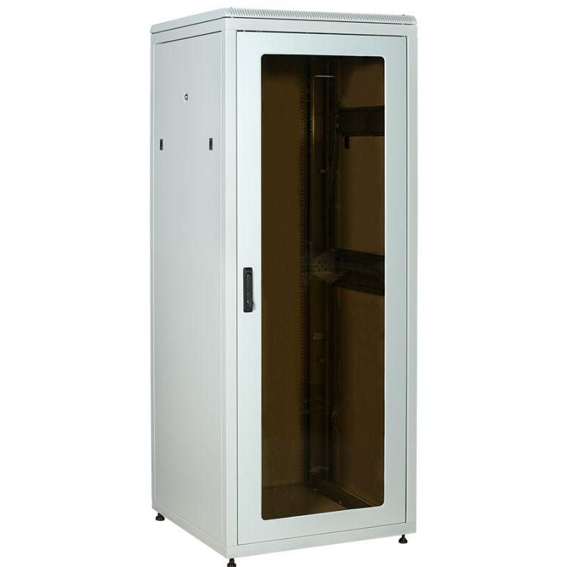 Шкаф сетевой LINEA N 28U 800х800мм стекл. передняя дверь задняя металлическая сер. ITK LN35-28U88-GM