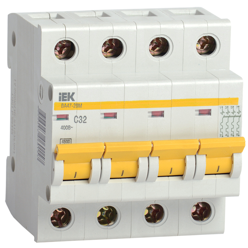 Автоматический выключатель ВА47-29М 4P 1A 4,5кА C IEK