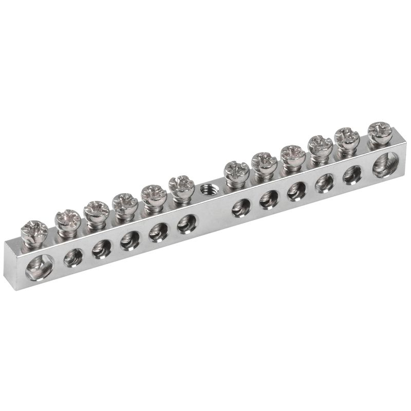 Шина PEN земля-ноль 6х9мм 12/1 с никелевым покрытием (12групп/крепеж по центру) IEK