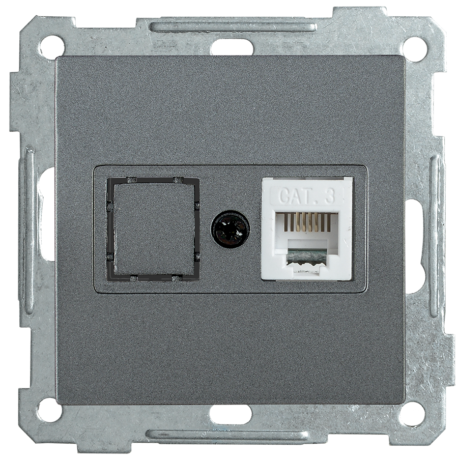 РТ12-1-Б Розетка телефонная RJ12 BOLERO антрацит IEK