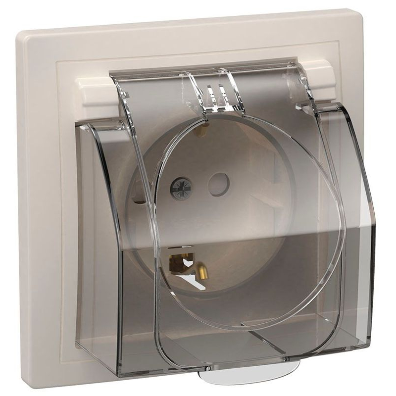 KVARTA Розетка с заземлением с защитными шторками с крышкой IP44 16А кер РСбш11-3-ККБ-44 белый GENERICA