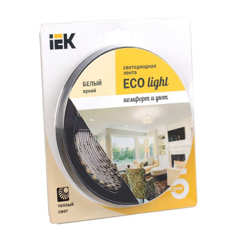 Лента LED 5м блистер LSR-3528WW120-9.6-IP20-12V IEK-eco