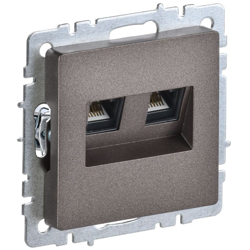 BRITE Розетка компьютерная двойная RJ45 кат.5E РК10-2-БрТБ темная бронза IEK
