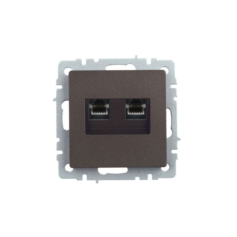 BRITE Розетка компьютерная двойная RJ45 кат.5E РК10-2-БрТБ темная бронза IEK