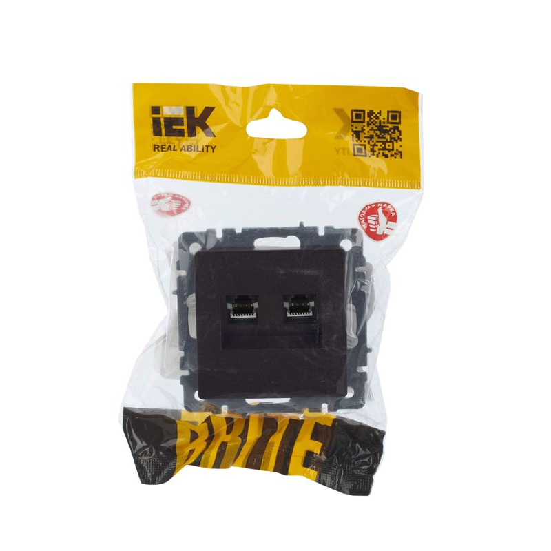 BRITE Розетка компьютерная двойная RJ45 кат.5E РК10-2-БрТБ темная бронза IEK