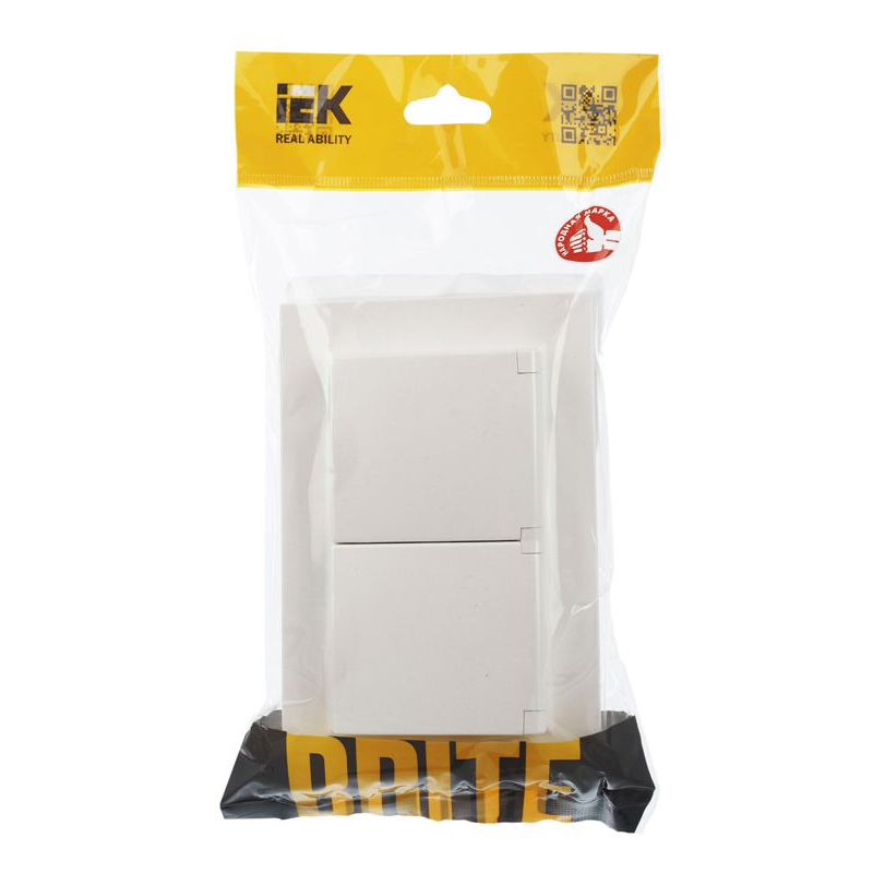 BRITE Розетка 2-местная с заземлением с защитными шторками и крышкой 16А в сборе IP44 РСбш12-3-44-БрЖ жемчуг IEK