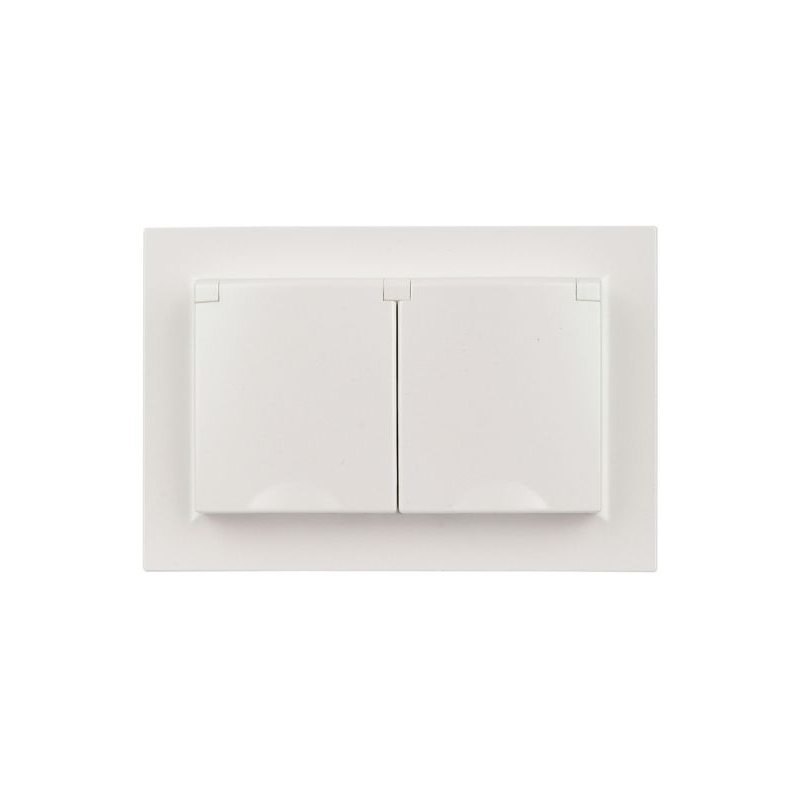 BRITE Розетка 2-местная с заземлением с защитными шторками и крышкой 16А в сборе IP44 РСбш12-3-44-БрЖ жемчуг IEK