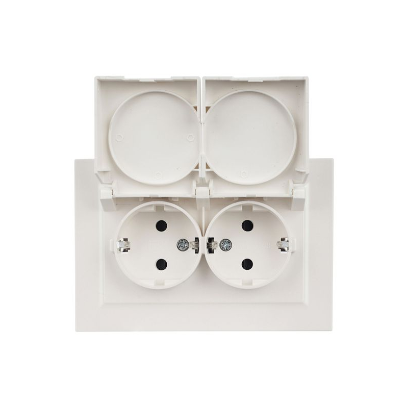 BRITE Розетка 2-местная с заземлением с защитными шторками и крышкой 16А в сборе IP44 РСбш12-3-44-БрЖ жемчуг IEK