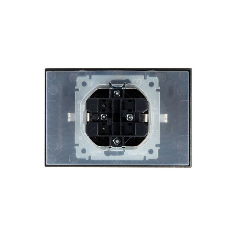 BRITE Розетка 2-местная с заземлением с защитными шторками и крышкой 16А в сборе IP44 РСбш12-3-44-БрШ шампань IEK