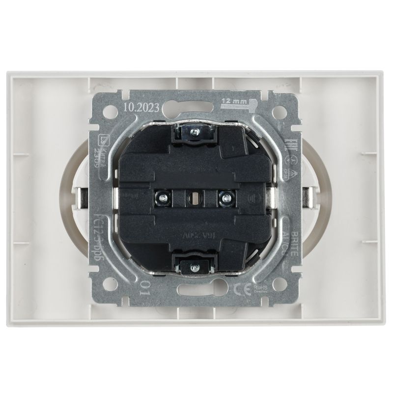 BRITE Розетка 2-местная с заземлением без защитных шторок 16А в сборе РС12-3-БрБ белый IEK