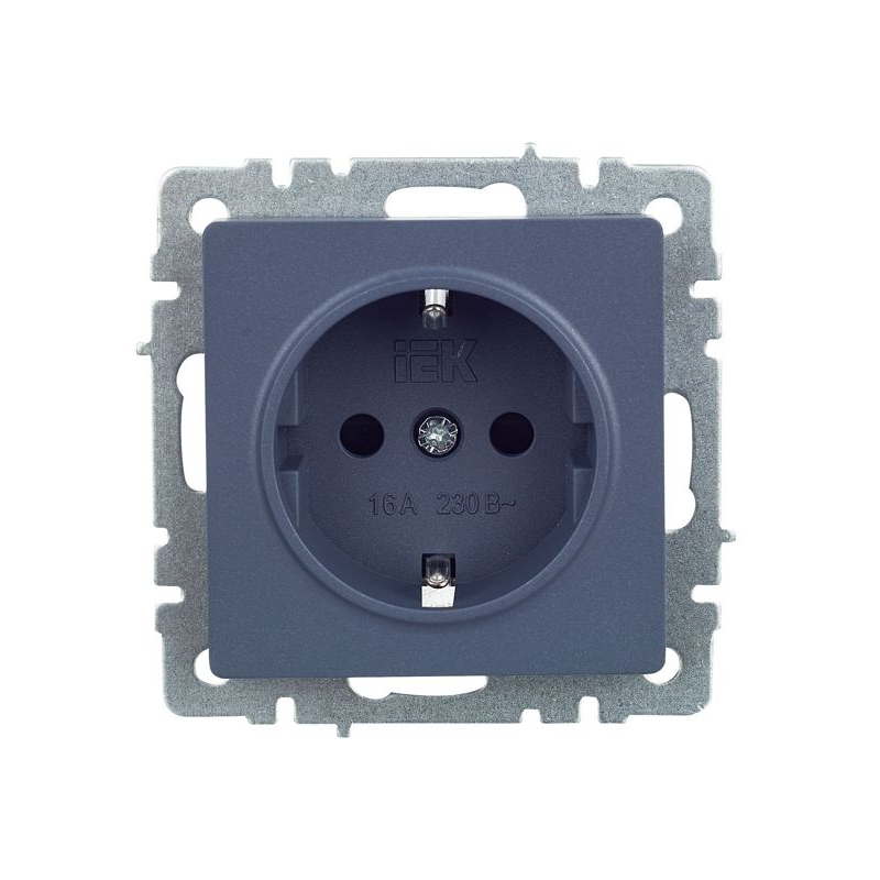 BRITE Розетка 1-местная с заземлением с защитными шторками 16А РС14-1-0-БрМ маренго IEK