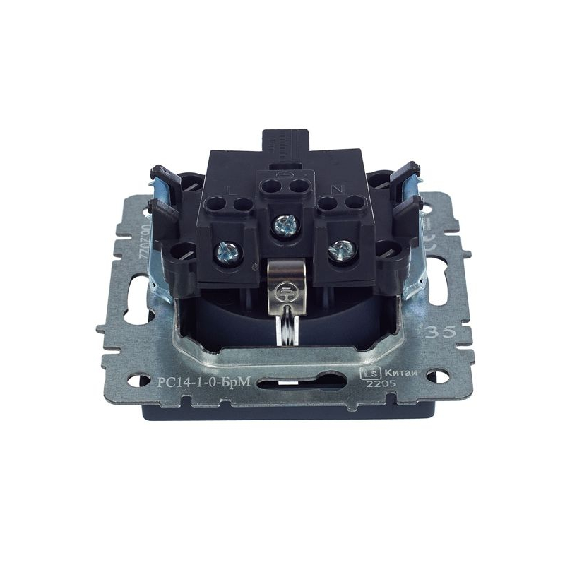 BRITE Розетка 1-местная с заземлением с защитными шторками 16А РС14-1-0-БрМ маренго IEK