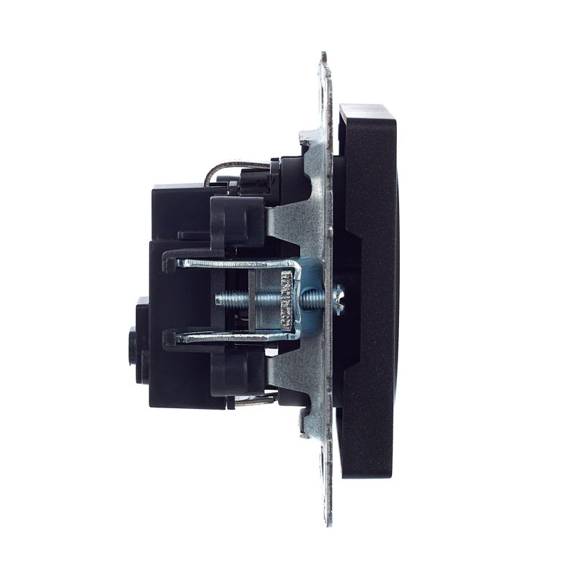 BRITE Розетка 1-местная с заземлением с защитными шторками 16А РС14-1-0-БрЧ черный IEK