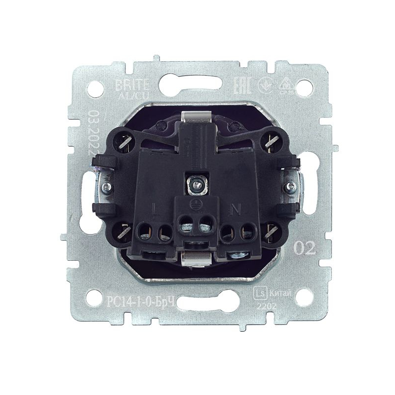 BRITE Розетка 1-местная с заземлением с защитными шторками 16А РС14-1-0-БрЧ черный IEK