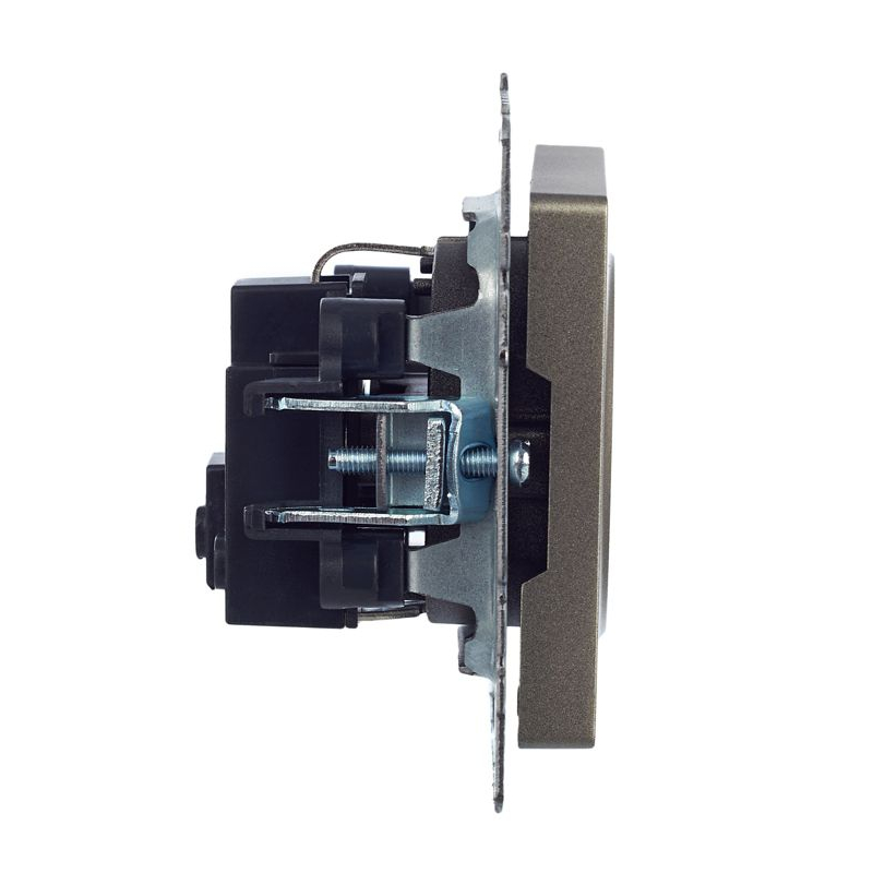 BRITE Розетка 1-местная с заземлением без защитных шторок 16А РС11-1-0-БрШ шампань IEK