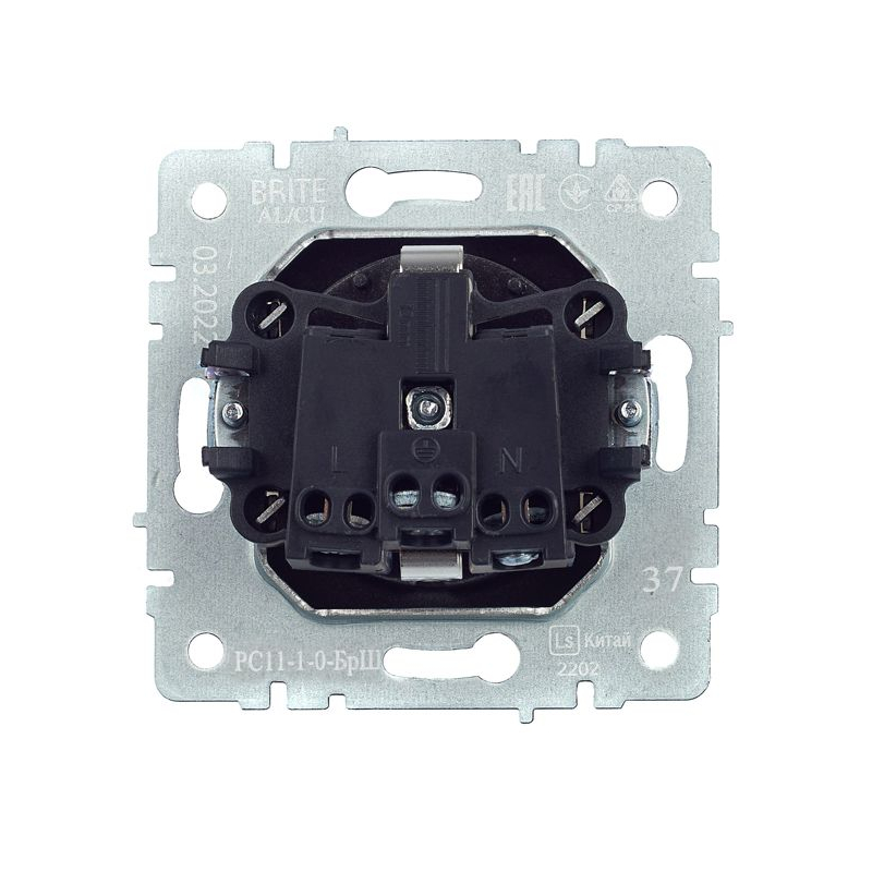 BRITE Розетка 1-местная с заземлением без защитных шторок 16А РС11-1-0-БрШ шампань IEK