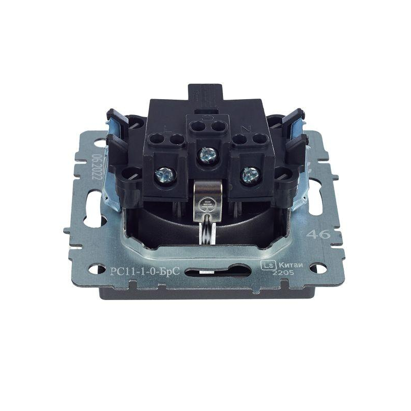 BRITE Розетка 1-местная с заземлением без защитных шторок 16А РС11-1-0-БрС сталь IEK