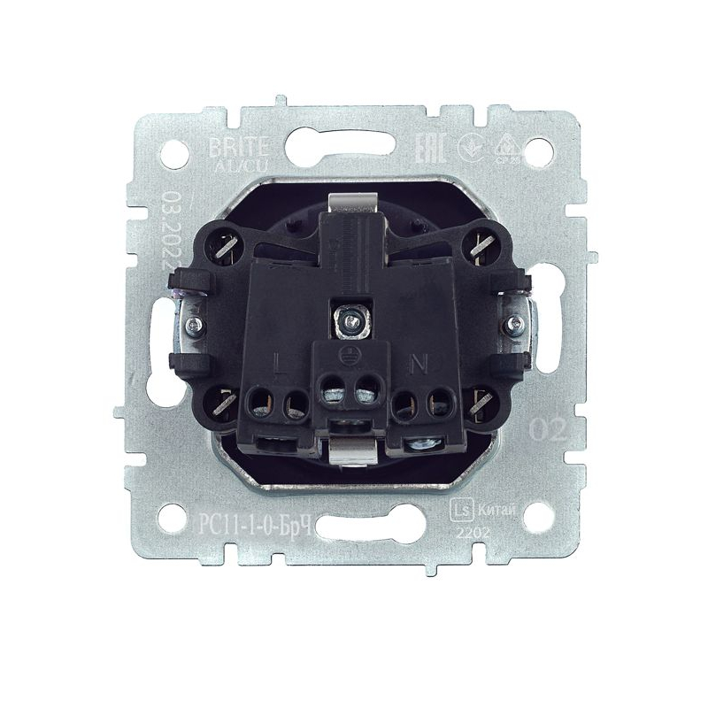 BRITE Розетка 1-местная с заземлением без защитных шторок 16А РС11-1-0-БрЧ черный IEK