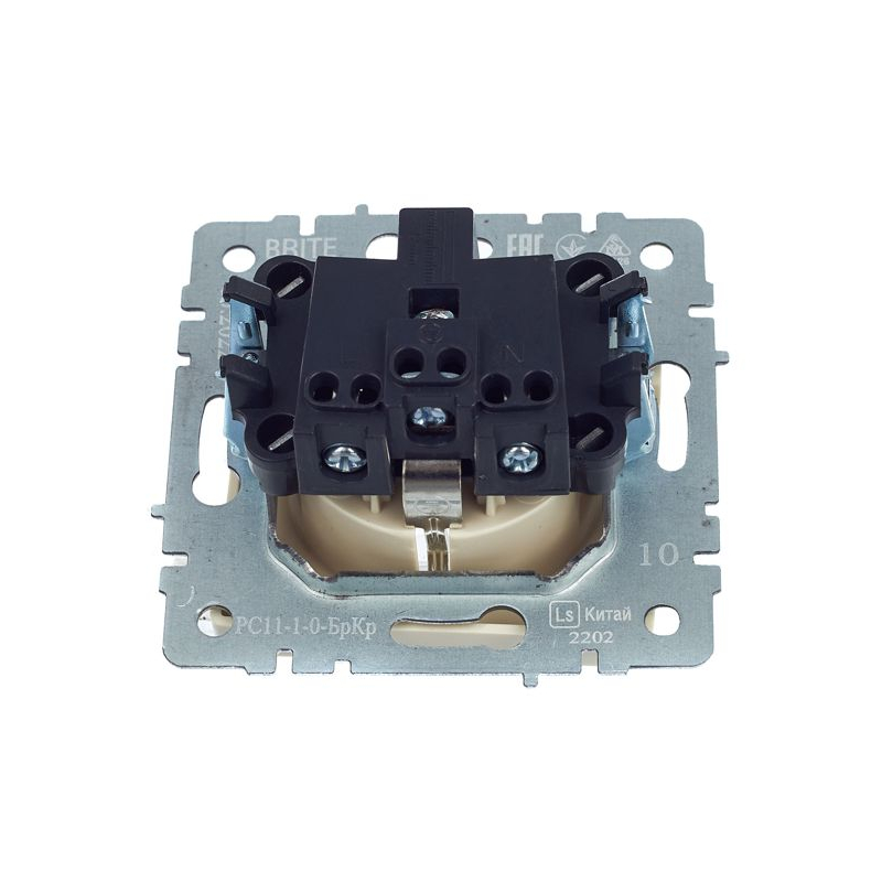 BRITE Розетка 1-местная с заземлением без защитных шторок 16А РС11-1-0-БрКр бежевый IEK