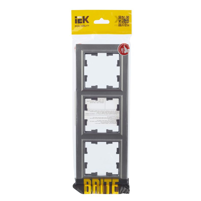 BRITE Рамка 3-местная РУ-3-БрС сталь IEK