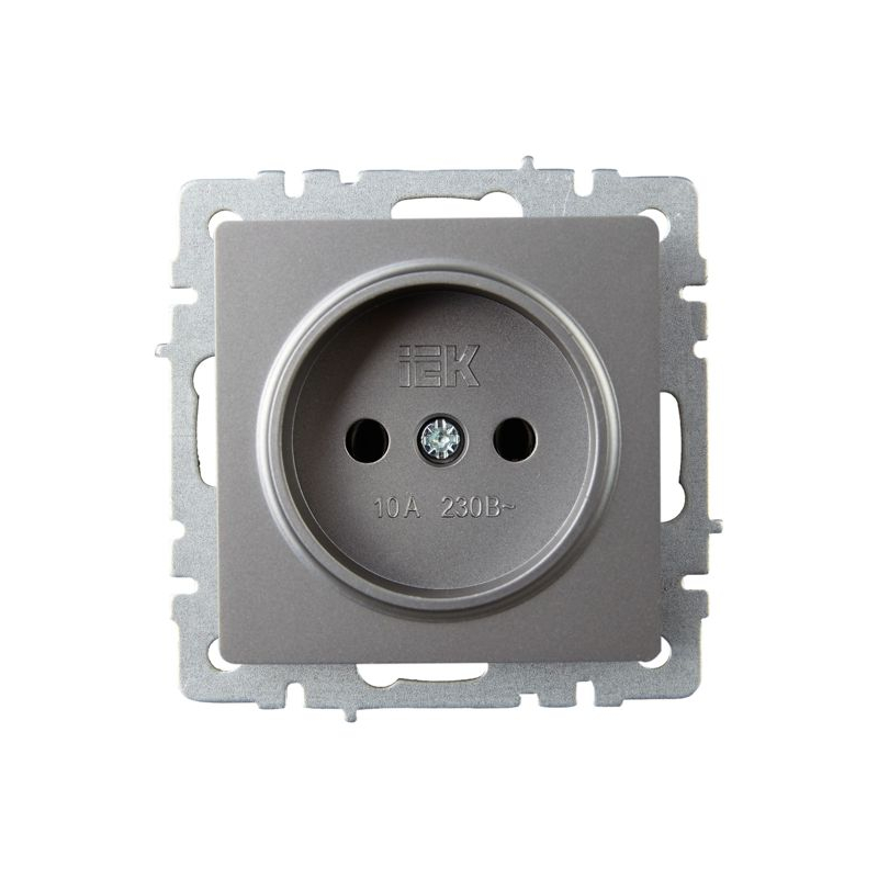 BRITE Розетка 1-местная без заземления без защитных шторок 10А РС10-1-0-БрС сталь IEK