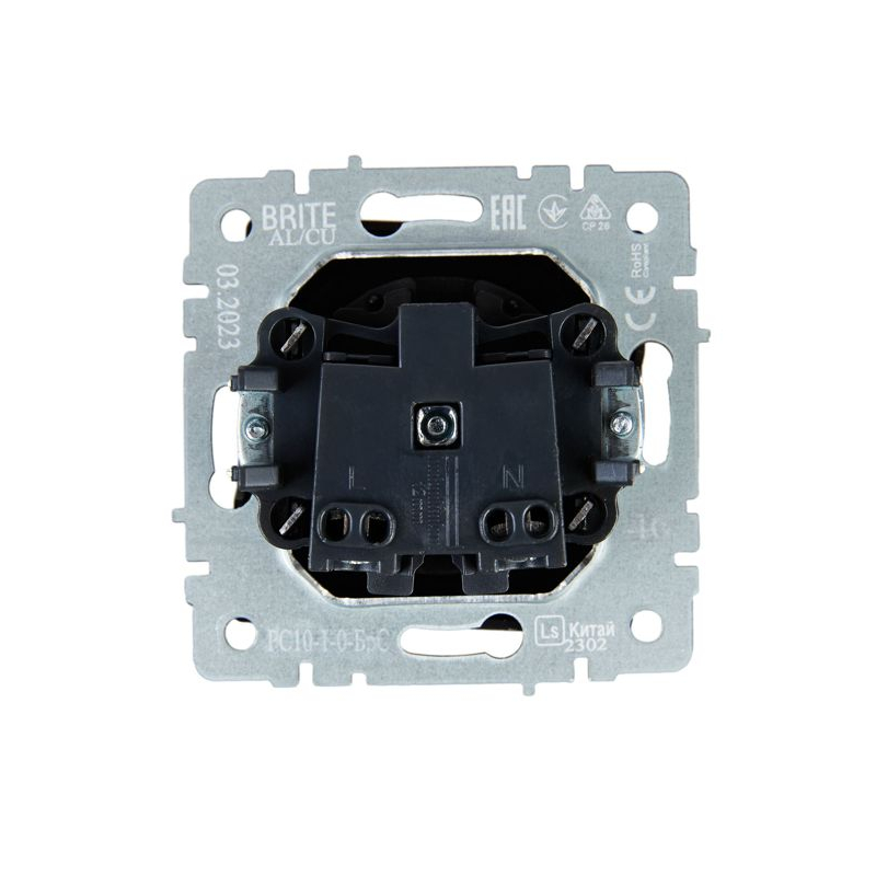 BRITE Розетка 1-местная без заземления без защитных шторок 10А РС10-1-0-БрС сталь IEK