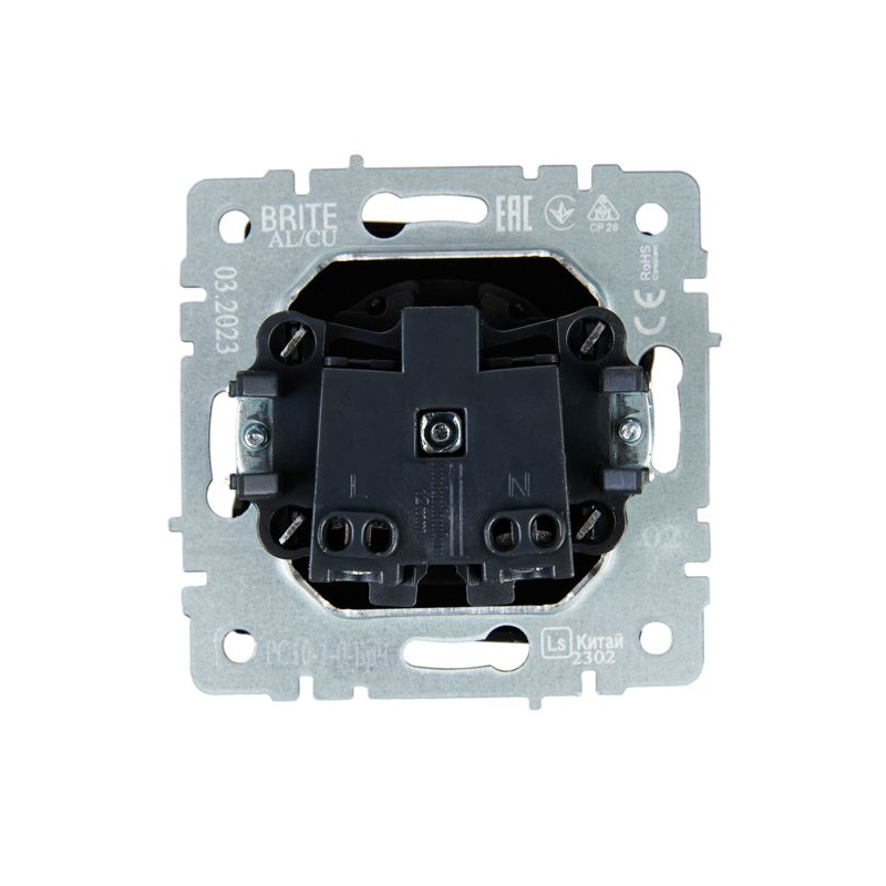 BRITE Розетка 1-местная без заземления без защитных шторок 10А РС10-1-0-БрЧ черный IEK