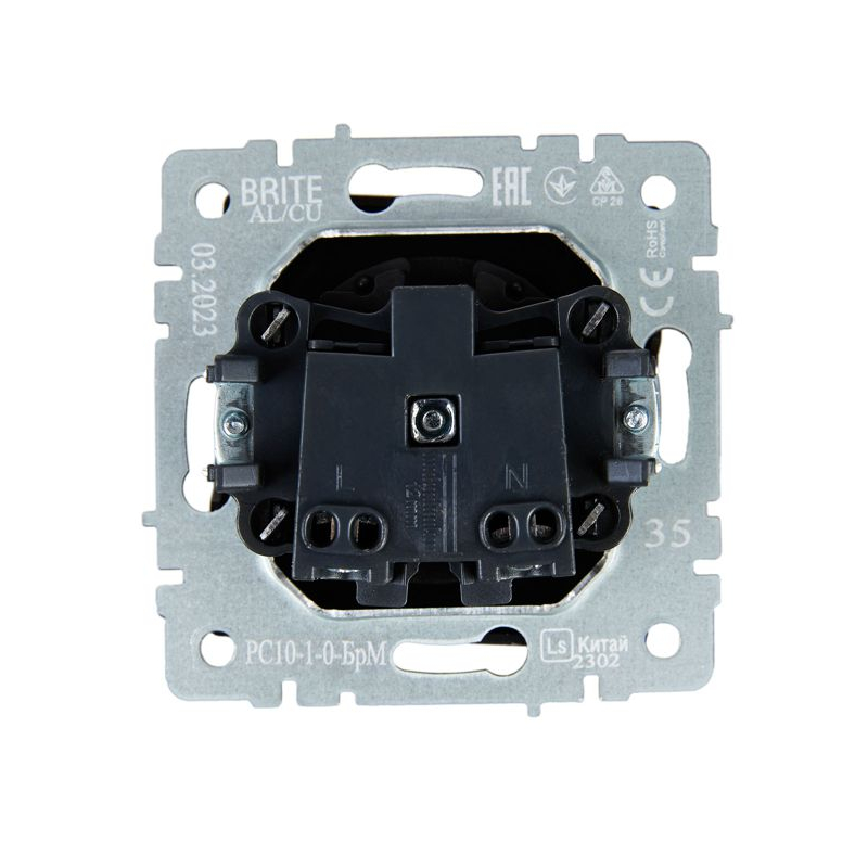 BRITE Розетка 1-местная без заземления без защитных шторок 10А РС10-1-0-БрМ маренго IEK