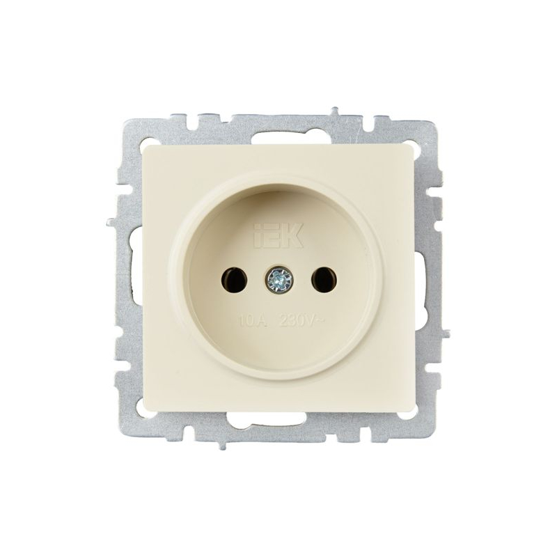 BRITE Розетка 1-местная без заземления без защитных шторок 10А РС10-1-0-БрКр бежевый IEK