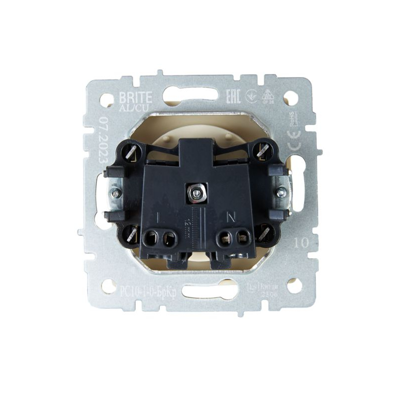 BRITE Розетка 1-местная без заземления без защитных шторок 10А РС10-1-0-БрКр бежевый IEK