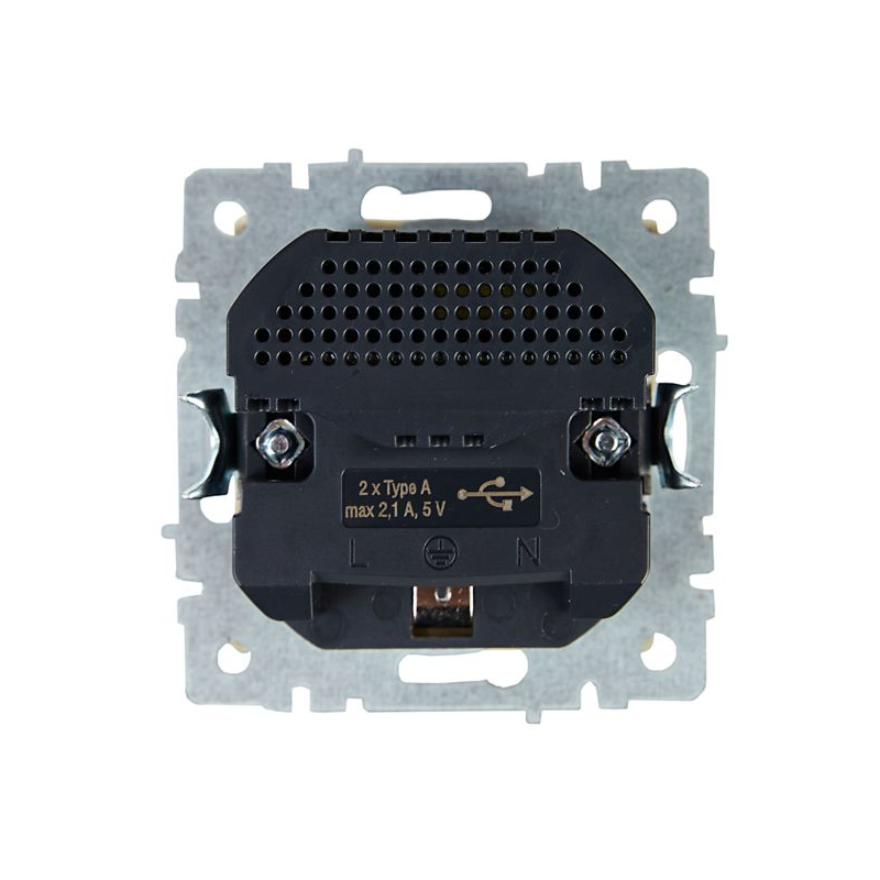 BRITE Розетка 1-местная с заземлением с защитными шторками 16А с USB A+A 5В 2,1А РЮш10-1-БрКр бежевый IEK