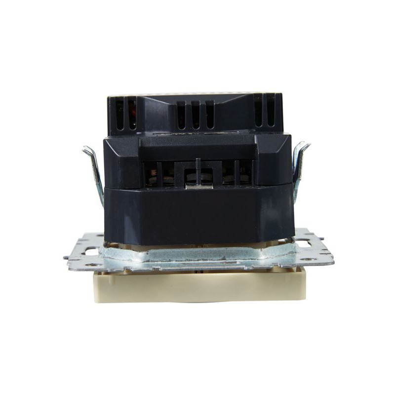 BRITE Розетка 1-местная с заземлением с защитными шторками 16А с USB A+A 5В 2,1А РЮш10-1-БрКр бежевый IEK