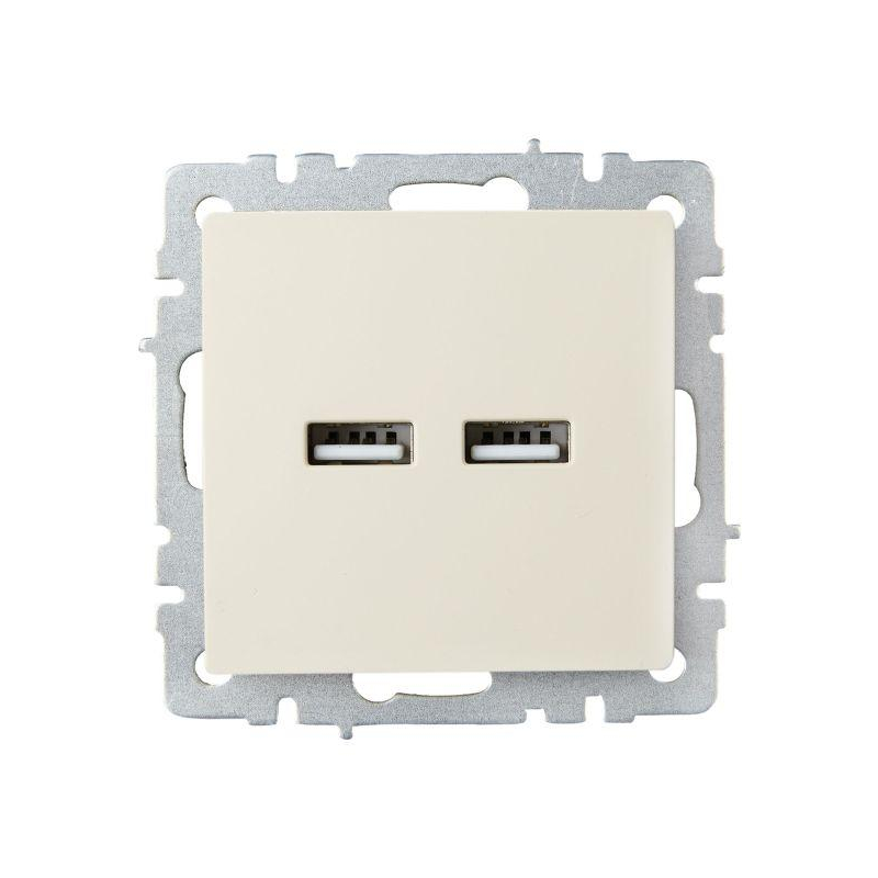 BRITE Розетка USB A+A 5В 3,1А РЮ10-1-БрКр бежевый IEK