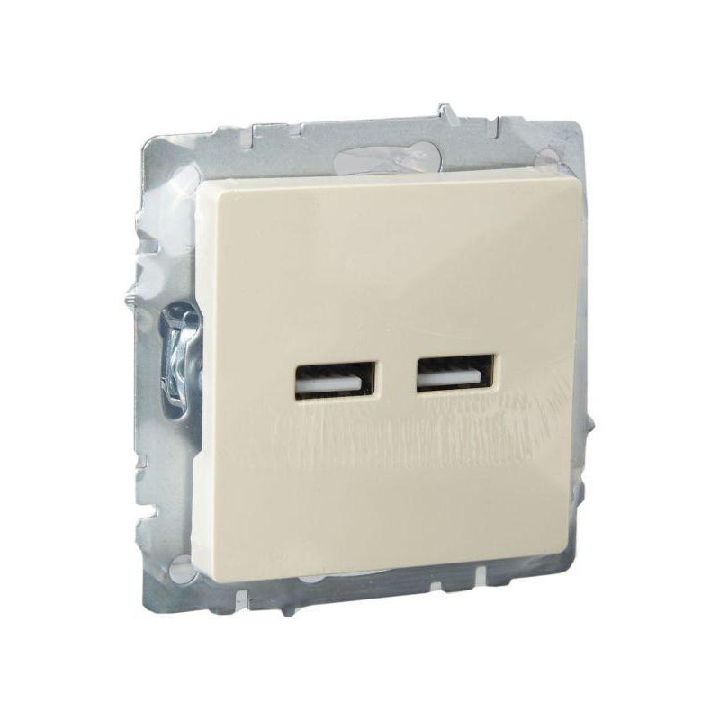 BRITE Розетка USB A+A 5В 3,1А РЮ10-1-БрКр бежевый IEK
