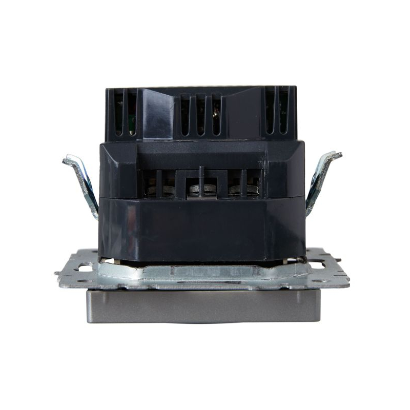 BRITE Розетка 1-местная с заземлением с защитными шторками 16А с USB A+A 5В 3,1А РЮш10-2-БрА алюминий IEK