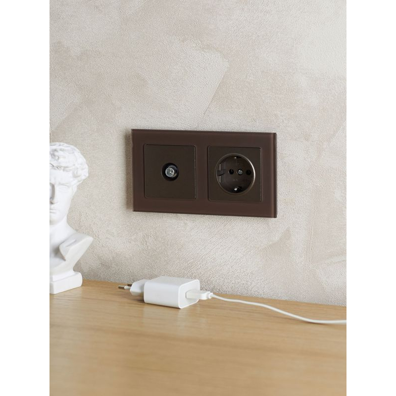 BRITE Рамка 2 -местная РУ-2-2-БрТБ стекло темная бронза IEK