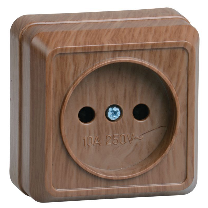 OKTAVA Розетка 1-местная без заземления для открытой установки 10А РС20-2-ОД дуб GENERICA