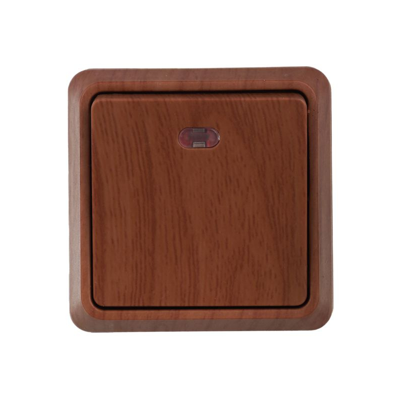 OKTAVA Выключатель 1-клавишный с индикацией для открытой установки 10А ВС20-1-1-ОД дуб GENERICA