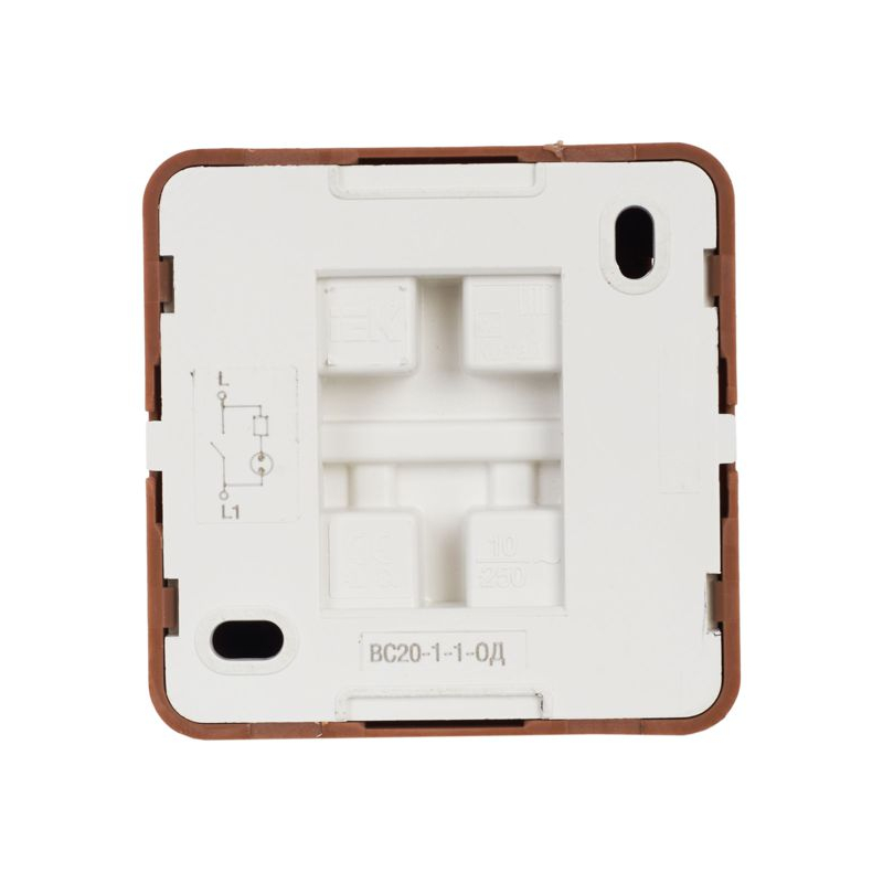 OKTAVA Выключатель 1-клавишный с индикацией для открытой установки 10А ВС20-1-1-ОД дуб GENERICA