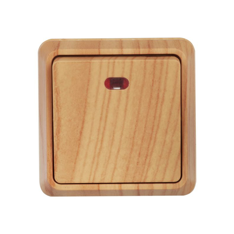 OKTAVA Выключатель 1-клавишный с индикацией для открытой установки 10А ВС20-1-1-ОС сосна GENERICA