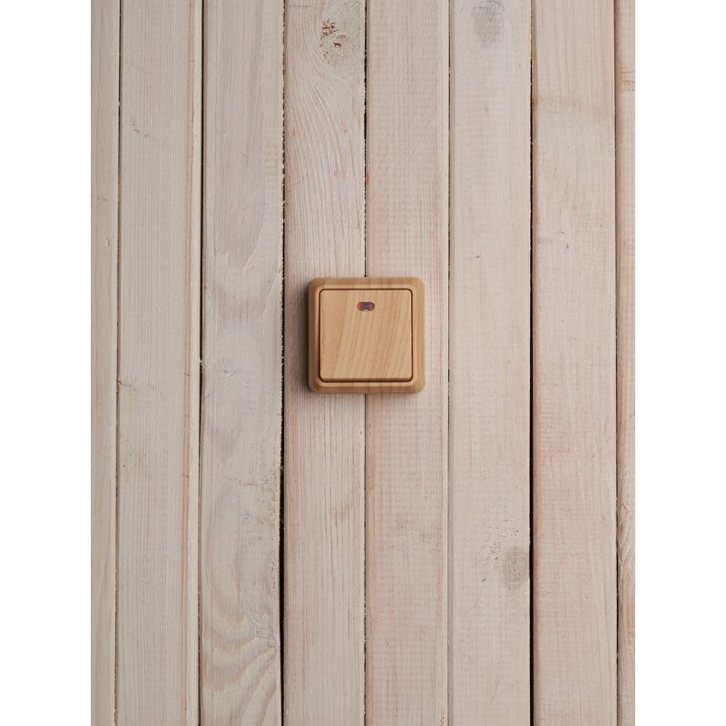 OKTAVA Выключатель 1-клавишный с индикацией для открытой установки 10А ВС20-1-1-ОС сосна GENERICA