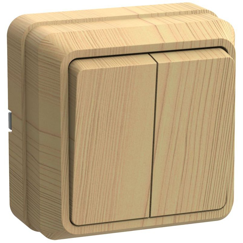 OKTAVA Выключатель 2-клавишный для открытой установки 10А ВС20-2-0-ОС сосна GENERICA