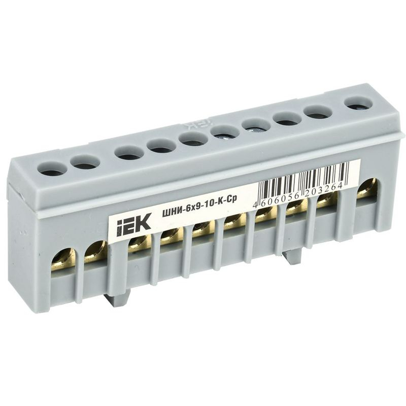 Шина L фаза в корпусном изоляторе на DIN-рейку ШНИ-6х9-10-К-Ср IEK