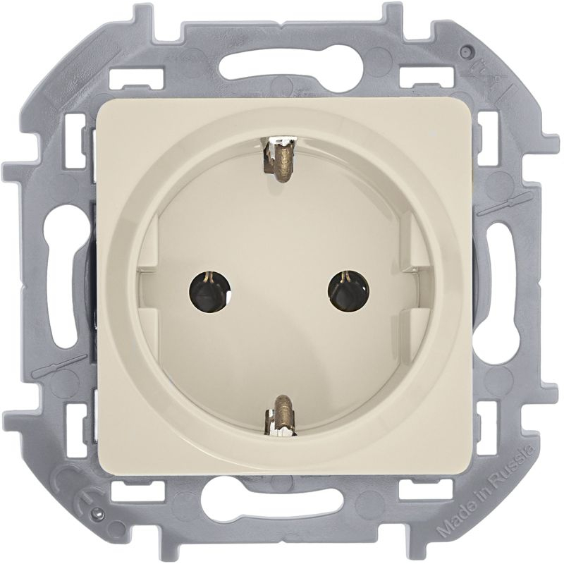 Механизм розетки 1-м СП Inspiria 16А IP20 250В 2P+E немецк. стандарт сл. кость Leg 673721