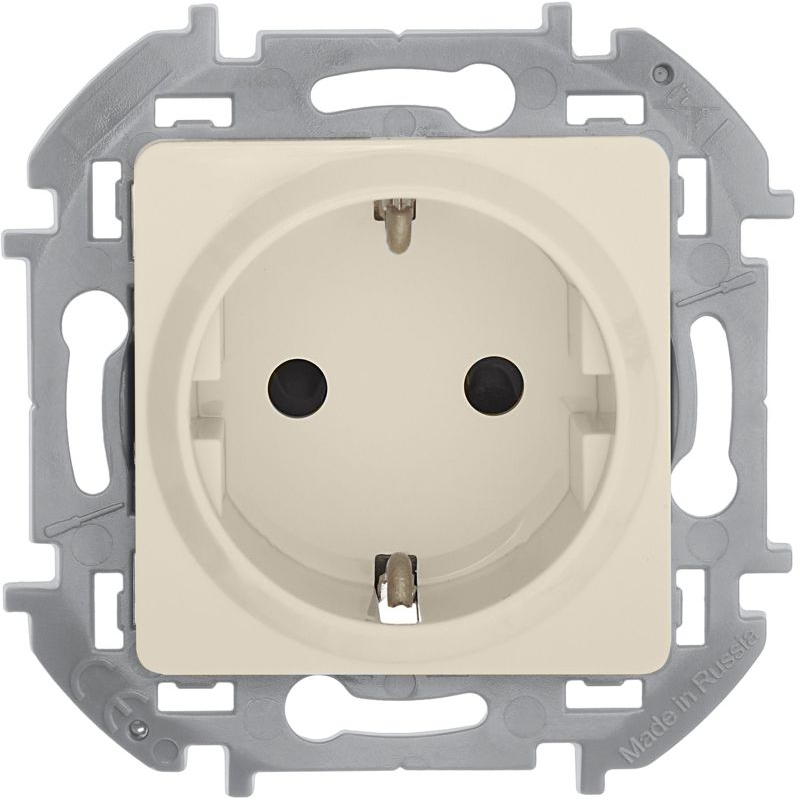 Механизм розетки 1-м СП Inspiria 16А IP20 250В 2P+E защ. шторки немецк. стандарт сл. кость Leg 673731