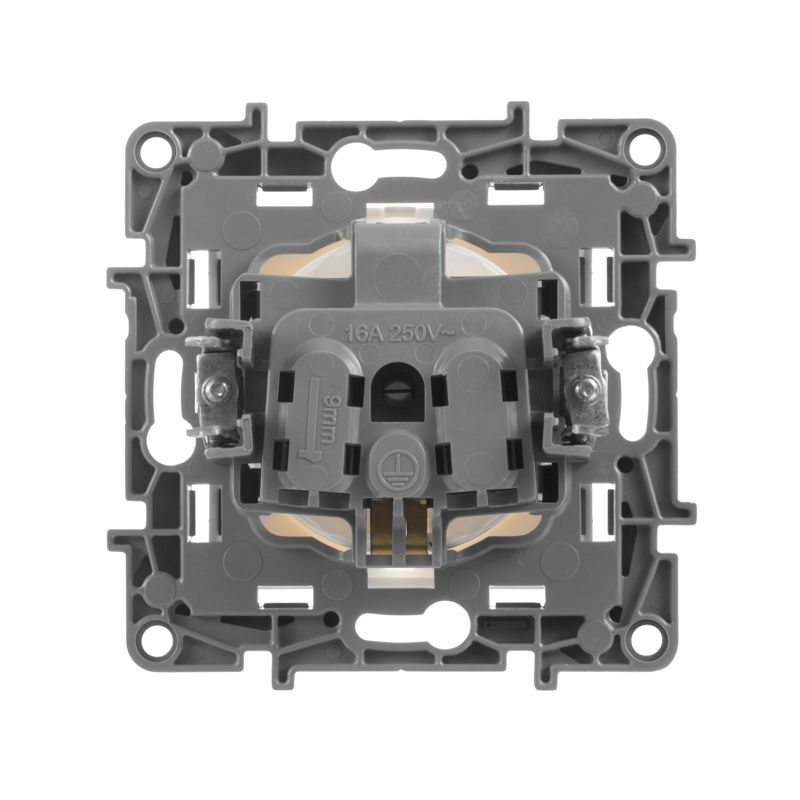 Механизм розетки 1-м СП Etika 16А IP20 250В 2P+E с заземл. немецк. стандарт винт. клеммы бел. Leg 672221